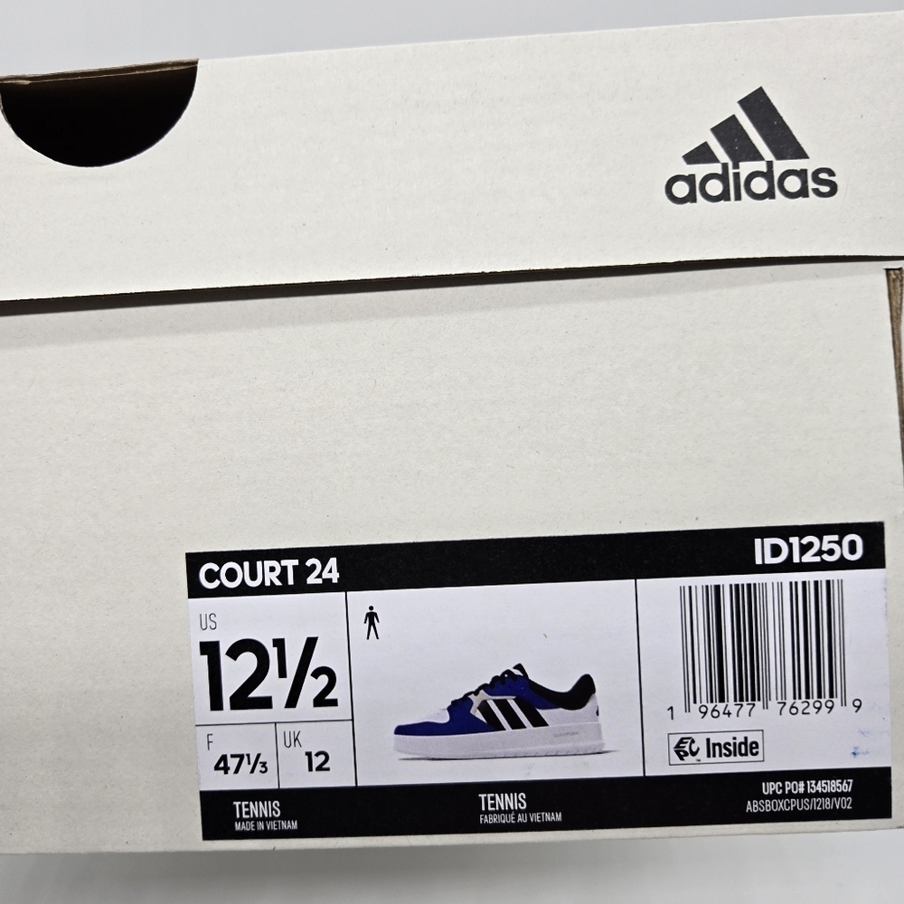 New adidas Court 24 'White Black Semi Lucid Blue' Men's Shoes Size 12.5 - Picture 8 of 8